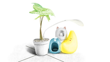 watering can and plants