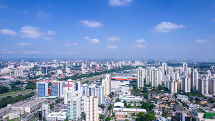 Aerial view of Sao Jose dos Campos, Sao Paulo, Brazil. Ulysses Guimaraes Square. With residential...