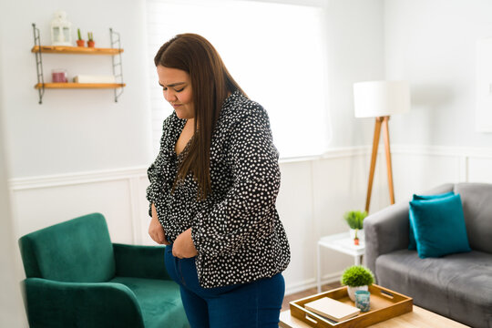 Frustrated Obese Woman Hating Her Clothes