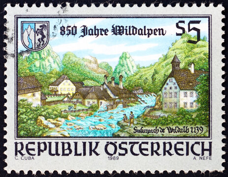 Postage stamp Austria 1965 foundry and coat of arms