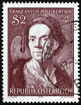 Postage stamp Austria 1974 Self-portrait, by Franz Anton Maulber