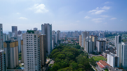 Fototapeta premium Aerial view of Sao Jose dos Campos, Sao Paulo, Brazil. Ulysses Guimaraes Square. With residential buildings in the background