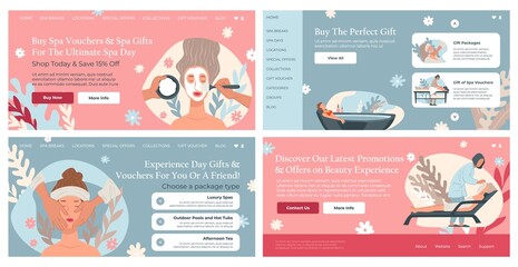 Buy spa voucher for gift, web banner set with offer - obrazy, fototapety, plakaty