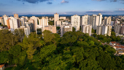 Obraz premium Aerial view of the city of Sao Jose dos Campos, Sao Paulo, Brazil. Residential buildings and trees on the streets