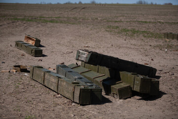 Ammo boxes left behind by the Russian army