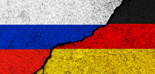 Russia and Germany flags background. Diplomacy and political, conflict and competition, partnership and cooperation concept photo