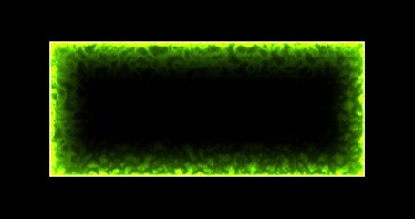 Rectangle, frame of energy, neon, smoke. green rectangle on a black background. Gradually, a neon...