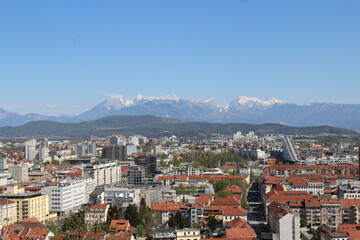 Fototapeta na wymiar The Alps with snow in Ljubljana, Slovenia