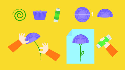 children's paper craft purple flower