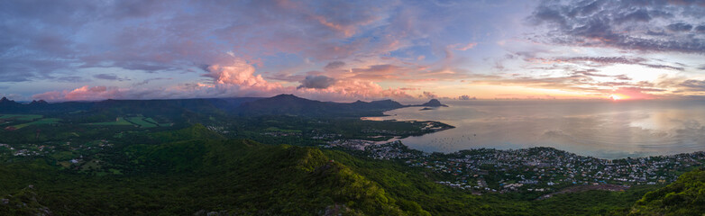 Mauritius, view from the mountain at sunset, Black River Gorges National Park Mauritius during...