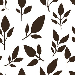 Monochrome leaves silhouette, botany design vector