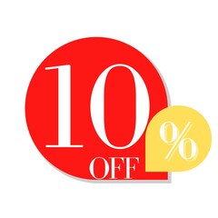 10% off with red drop design with discount number and percentage online 