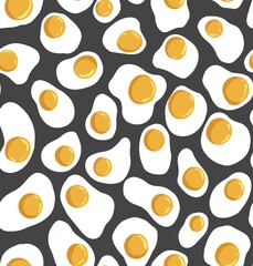 Frying eggs with white and yolk, seamless pattern