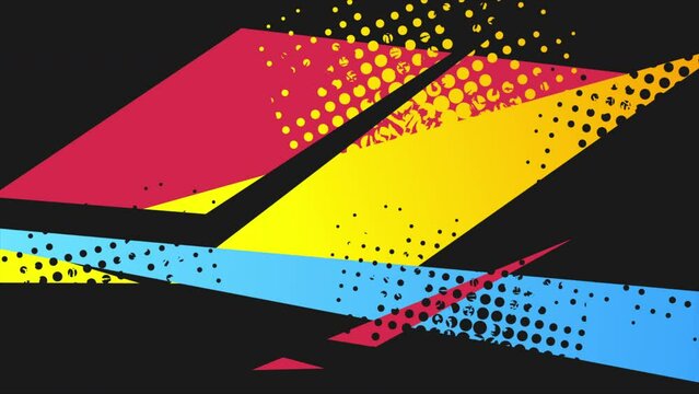 Colorful minimal abstract grunge halftones geometric motion background. Seamless looping. Video animation Ultra HD 4K 3840x2160