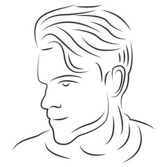 Male face line art vector illustration