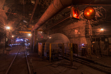Fototapeta premium Extraction of iron ore underground in the bowels of the mine.