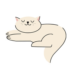 Cute funny sleeping and relaxing fluffy cat. Great for web design, instructions, cards and apps.
