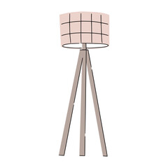 Modern loft floor lamp with squared pattern for Scandinavian interior. Great for web design, instructions, cards and apps.
