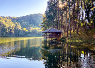 Pang Oung national park, lake and forest of pine trees in Mae Hong Son, Thailand