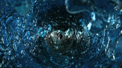 Super Slow Motion Shot of Water Whirling and Splashing in Glass Bottle at 1000fps. - Powered by Adobe