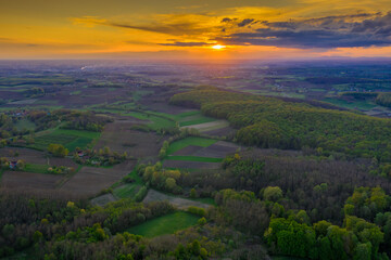 Fototapeta premium Beautiful Bilogora in sunset near village Maglenca
