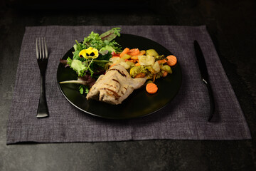 sous vide quail with vegetables