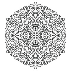 Outline mandala design for coloring book