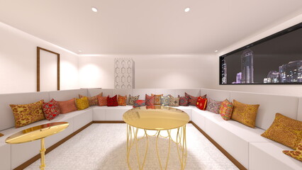 夜景が見えるリビングルーム