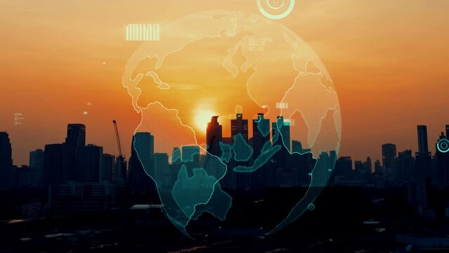Global connection and the internet network alteration in smart city . Concept of future wireless digital connecting and social media networking .