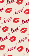 Kiss  lips  love text   background pattern template banner , colorful red pink black white yellow green blue cover greetings card fabric 