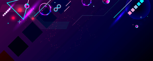 New Dark retro futuristic art neon abstraction background cosmos new art 3d starry sky glowing galaxy and planets blue circles