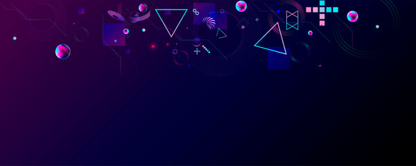 New Dark retro futuristic art neon abstraction background cosmos new art 3d starry sky glowing galaxy and planets blue circles