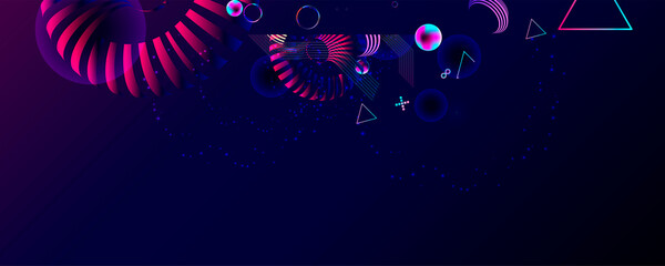 New Dark retro futuristic art neon abstraction background cosmos new art 3d starry sky glowing galaxy and planets blue circles