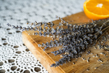 Dried lavender on the table