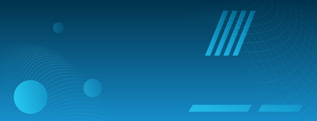 Abstract futuristic background in blue colors with curved mesh surface and several spheres