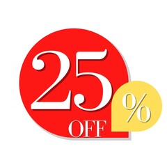 25% off with red drop design with discount number and percentage online 