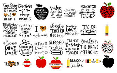 Fototapeta Happy teachers day lettering and typography quote. World obraz