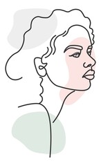 Line art female character portrait, minimalist