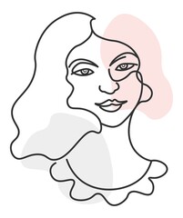 Elegant woman portrait sketch, minimalist drawing