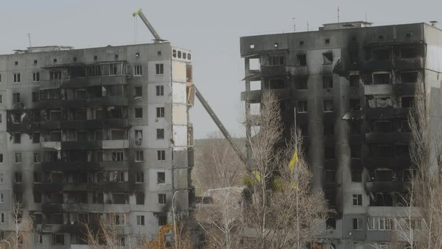 Ukraine. Kyiv. Borodyanka. April 15, 2022 War in Ukraine. 