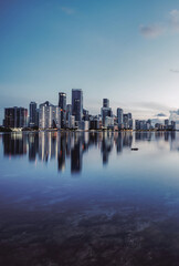 city skyline at night reflections miami usa florida 