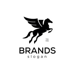 Pegasus flying horse majestic logo design Vector black silhouette