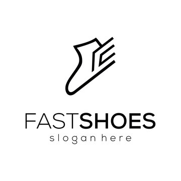 Simple Fast shoes logo Line Art template design