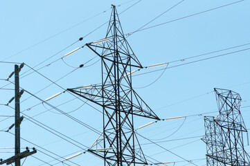 power lines and blue sky