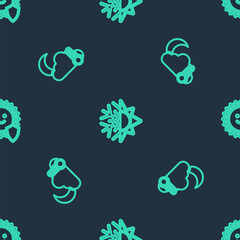 Set line Sun and snowflake, Thermometer cloud, moon and UV protection on seamless pattern. Vector