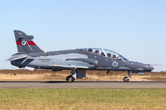 Avalon, Australia - March 3, 2013: Royal Australian Air Force (RAAF) BAE Hawk 127 lead in fighter trainer aircraft A27-33.