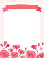 ハートの形をした花びらを持つカーネーションのフレーム