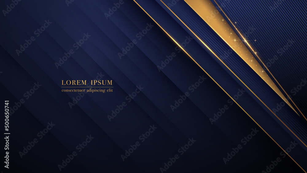 Canvas Prints abstract luxury dark blue overlap layers background with golden line and glittering light. vector il