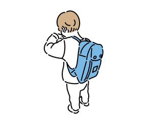 リュックを背負って準備する子供