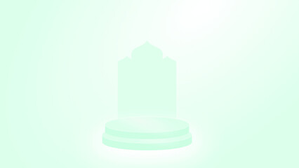 Islamic background in soft green gradient color with two-level product display podium
